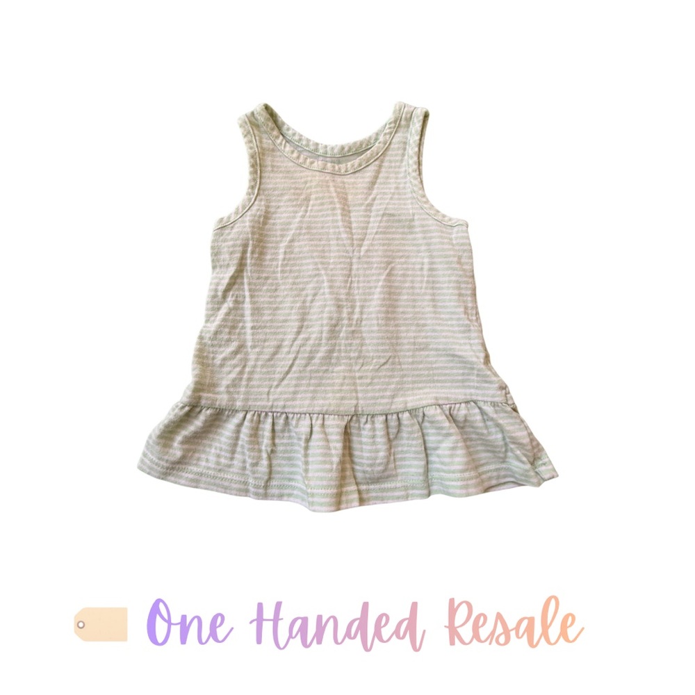 🌱 Circo Kids White Light Pastel Green Striped Girls Tank Top 18M